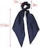 Lfouvre Pack Of 2 Knotted Bow Hair Scrunchies Elastic Hair Scarf Black Hair Ties Bands Satin Hair Ribbon Scrunchy Red Ponytail Holder For Women And Girls (Navy Blue)