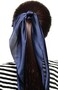 Lfouvre Pack Of 2 Knotted Bow Hair Scrunchies Elastic Hair Scarf Black Hair Ties Bands Satin Hair Ribbon Scrunchy Red Ponytail Holder For Women And Girls (Navy Blue)