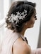 مشط شعر الزفاف مصنوع يدويًا، إكسسوارات شعر الزفاف على شكل زهرة اللؤلؤ للنساء لحفلات الزفاف