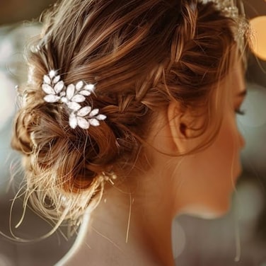 دبابيس شعر زفاف كريستال برايد من إيزيديلي، قطع شعر فضية من حجر الراين، إكسسوارات شعر للنساء والفتيات (عبوة من 3 قطع) (فضي)