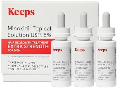 يحافظ على المينوكسيديل للرجال، الحل الموضعي لنمو الشعر بنسبة 5%، علاج تساقط الشعر - كمية تكفي لمدة 3 أشهر (3 زجاجات سعة 2 أونصة مع قطارة) - لشعر أكثر سمكًا وأطول - يبطئ تساقط الشعر ويعزز نمو الشعر