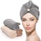 Microfiber Hair Towel 3 Pack, Hair Towel With Button, Super Absorbent Hair Towel Wrap For Curly Hair, Fast Drying Hair Wraps For Women, Anti Frizz Microfiber Towel, Gray &amp; Camel &amp; Brown