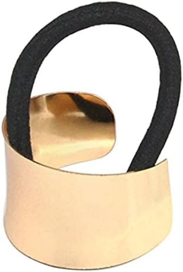 Luzen 2 Pieces Punk Metal Circle Hair Cuff Ponytail Holder Elastic Hair Ties