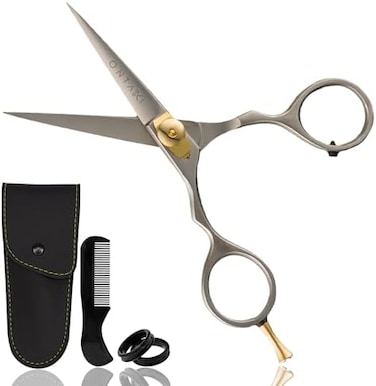 Ontaki Premium 5' Japanese Steel Razor Edge Beard &amp; Mustache Scissors With Comfort Grip For Quick &amp; Sharp Trim Of Bangs &amp; Hair Splinters