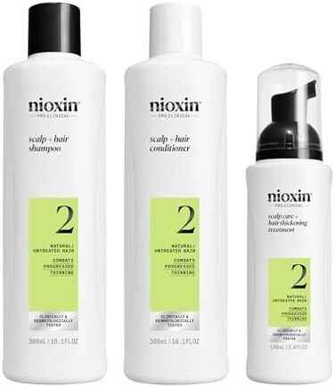 Nioxin System 2 Natural Hair Progressed Thinning Kit For Unisex 3 Pc, White