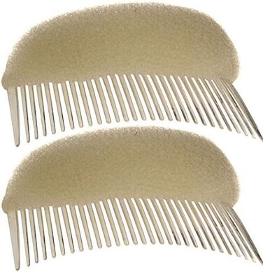 قطعتان من مشط تزيين الشعر من Upstore بطول 10.16 سم، إسفنجة إسفنجية لحجم الشعر، ملحقات تصفيف القاعدة، أداة زيادة مصفف خلية النحل الخلفية (بيج)