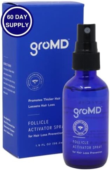 Gromd Hair Loss Serum, Hair Growth Treatment, Regrowth, Follicle Activator Spray, Argan Oil, Biotin &amp; Caffeine, Thickening, Doctor Developed, Dht Blocking Ingredients, 60 Day Supply
