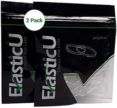 شعر مطاطي مطاطي - قوي - قابل لإعادة الاستخدام - شفاف ممتاز - 30 مم، عبوتان من 70 قطعة بإجمالي 140 قطعة مطاطية