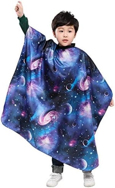 غطاء رأس الحلاق من بيرفيهير كيدز لقص الشعر وتصفيفه والشامبو - طباعة السماء المرصعة بالنجوم الفضائية