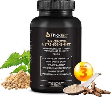 Thicktails Hair Growth Supplement- Dht Blocker For Women With Thinning Hair Prone To Breakage. Biotin Horsetail Green Tea Collagen. Prevents Hair Loss. Stimulates Hair Regrowth (1 Month Supply)