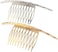 Mollensiuer 2Pcs French Twist 10 Teeths Comb Alloy Metal Bridal Wedding Hair Side Comb Headpiece Hair Jewellery Fashion Accessory For Women Girls, Gold And Silver