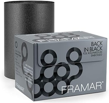 Framar Back In Black Embossed Roll Aluminum Foil, Foil Paper For Hair Dye, Hair Color- Medium 320 Ft