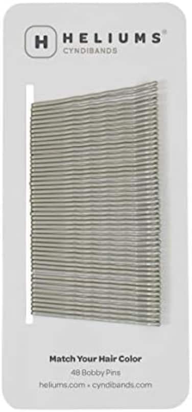 Heliums Bobby Pins - Metallic Matte Gray - 2 Inch Wavy Hair Pins, Color Matched For Grey And Silver Hair, 48 Count