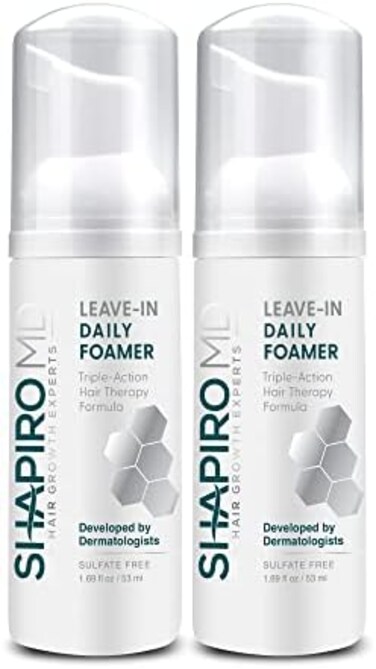 رغوة يومية تترك على الشعر لتساقط الشعر، تركيبة نباتية مقاومة لـ DHT للشعر الخفيف تم تطويرها بواسطة أطباء الجلد، استمتعي بشعر أكثر صحة وامتلاءً وسمكًا – Shapiro Md، العرض لمدة شهرين