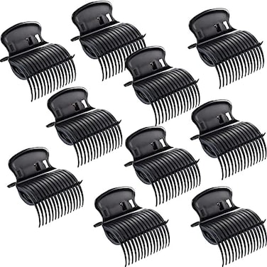 Syhood 10 Pieces Hot Roller Clips Hair Curler Claw Clips Replacement Roller Clips For Women Girls Hair Section Styling (Black)