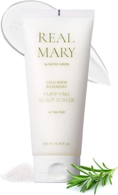 مقشر إكليل الجبل المخمر على البارد من ماري ماري الخضراء المقدرة لتنقية فروة الرأس مع ملح البحر