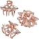 Set Of 3 Small Rose Gold Tone Metal Rhinestone Crystal Hair Clips For Women Girls
