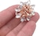 Set Of 3 Small Rose Gold Tone Metal Rhinestone Crystal Hair Clips For Women Girls