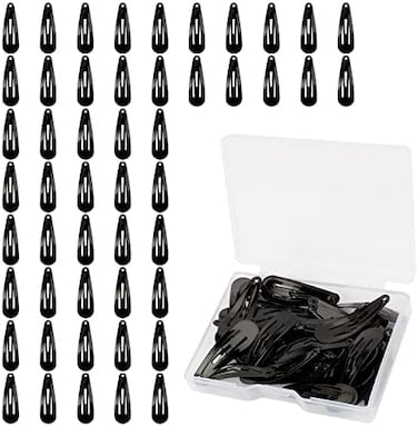 Clips For Hair Barrettes Women Metal Snap Hair Clips Accessories (50, Black, 3 Cm)