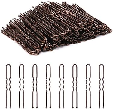 U Shaped Hair Pins, 200 Count Buns Waved Hair Pins For Updos With Box For Women Lady Girls Bobby Pins French Historical Hair Styling Pins Hair Accessories (Brown, 2.4 Inch)