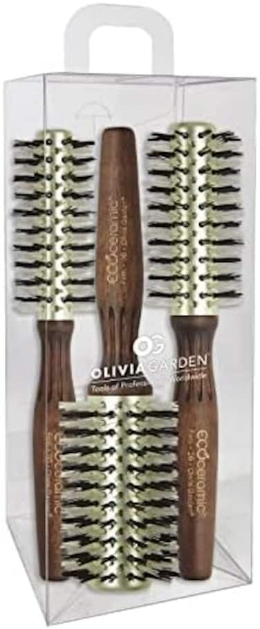 فرشاة شعر حرارية مستديرة بشعيرات متينة من السيراميك البيئي من أوليفيا جاردن (مجموعة)