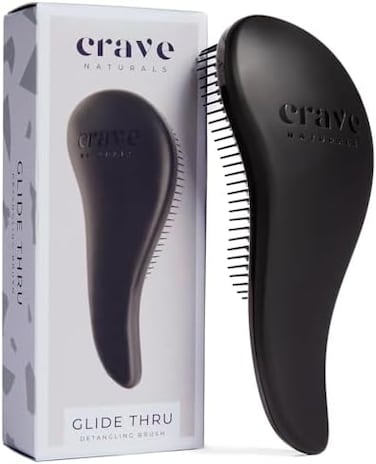 Crave Naturals Biggie Glide Thru Detangling Brush - Detangler Hairbrush &amp; Comb For Curly, Natural, Straight, Wet Or Dry Hair (Black)