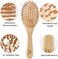 2Pcs Large Natural Wooden Bamboo Hair Combs Set (Rectangle+Oval) Bamboo Bristle Detangling Hairbrush For Women, Men And Kids Reduce Frizz, Massage Scalp For Straight Curly Wavy Dry Wet