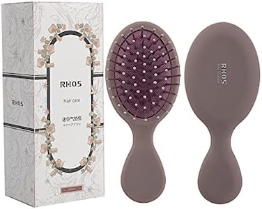 Mini Hair Brush For Women,Men And Kids-Travel Size Hair Brush For Purse,Pocket,Backpack-Small Cushion Paddle Brush With Soft Bristles-Mini Detangler Brush For All Hair Types(1 Pack-Purple)