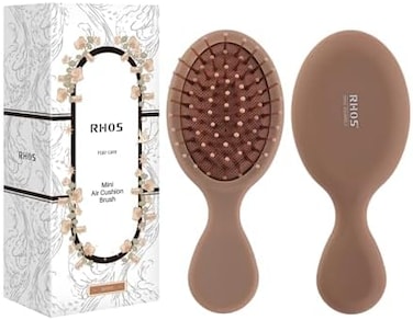 Mini Hair Brush For Women,Men And Kids-Travel Size Hair Brush For Purse,Pocket,Backpack-Small Cushion Paddle Brush With Soft Bristles-Mini Detangler Brush For All Hair Types(1 Pack-Mocha)