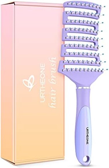 فرشاة شعر، فرش شعر منحنية بفتحات تهوية لفك تشابك الشعر للنساء والرجال، شعر رطب أو جاف، فرشاة تجفيف أسرع للشعر الاحترافي بفتحة تهوية لفك تشابك الشعر للشعر المجعد السميك والمموج والرفيع والطويل القصير