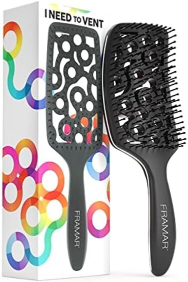 Framar Professional Vented Hair Brush - Paddle Brush For Blow Drying Brush, Curved Hair Brush For Blow Drying, Wet Paddle Brush, Paddle Hair Brushes For Women Blow Drying, Curved Vent Brush For Hair