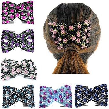 أمشاط Ruihfas Casualfashion Magic Ez أمشاط مزدوجة قابلة للتمدد، شعر سميك ورقيق، إكسسوار للشعر لتسريحات الشعر الشائعة، عبوة من 6 قطع