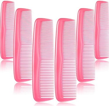 Leinuosen 12 Pieces Hair Combs Set Pocket Fine Plastic Hair Combs For Women And Men, Fine Dressing Comb (Pink)