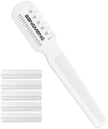 مشط قص الشعر من بانج مينج، ماكينة حلاقة مع مشط، أداة تشذيب الأطراف المتقصفة، شفرات مزدوجة الحواف لقص وتصفيف الشعر الرقيق والسميك