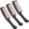 Leinuosen 3 Packs Hair Comb, Comb With Roller, Detangling Comb With Roller Integrated Roller Hair Comb, Anti Splicing Comb For Salon Barber Hair Dye (Red)