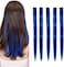 5 Pcs Blue Hair Extensions 18 Inches Colored Christmas Party Highlights Straight Hair Clip In Human Hair Extensions In Multiple Colors