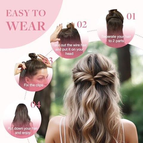 Hair Extensions Halo Hair Extensions Dark Brown 12 Inch 70G Hairpiece Remy Human Hair Extensions Straight Hidden Crown Wire Hair Extensions With Transparent Fish Line Invisible