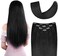 Winsky 14" Clip In Hair Extensions Real Human Hair For Women - Silky Straight Jet Black Human Hair Clip In Extensions 50Grams 4Pieces #1 Color