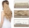 Sarla Invisible Wire Hair Extensions With 3 Clips Short Synthetic Wavy Curly Hairpiece Adjustable Transparent Headband For Women 12 Inch Ash Medium Brown/Ash Blonde Highlights