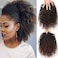 Short Afro Kinky Curly Ponytail Hair Piece For African American Ponytail Extension Synthetic Afro Kinky Curly Ponytail For Women (Mix Dark Brown(1B/33))