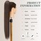 Feshfen Long Straight Wrap Around Ponytail Extensions 24 Inch Synthetic Hair Piece Clip In Ponytail Hair Extensions Hairpiece For Women Girls