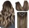 Clip In Hair Extensions Real Human Hair, 20Inch 120G 7Pcs, #4/26/4 Balayage Chocolate Brown To Honey Blonde, Remy Human Hair Extensions Clip Ins For Women, Natural Human Hair