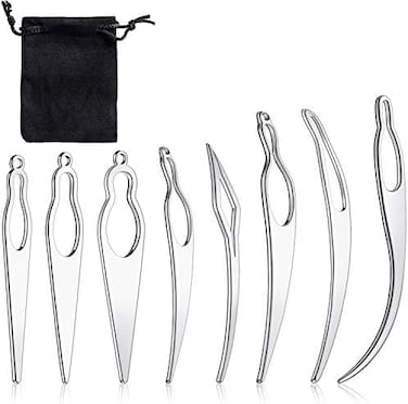 أداة ويلبوند دريدلوكس، 8 قطع، أداة سيسترلوكس، وصلات شعر دريدلوكس، أداة تثبيت الشعر، ملحقات شد الشعر، ملحقات ضفائر الشعر المختلفة لأعياد الميلاد (فضية)