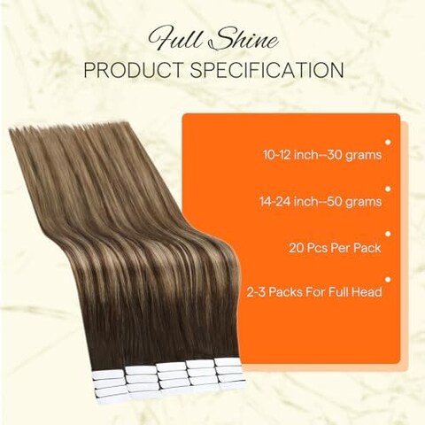 Full Shine Tape In Real Hair Extentions 20 Inch Remy Hair Extensions Balayage Ombre Extensions Color 2 Fading To 3 And 27 Honey Blonde Tape In Hair Extensions Human Hair 50 Grams 20 Pcs Add Volume