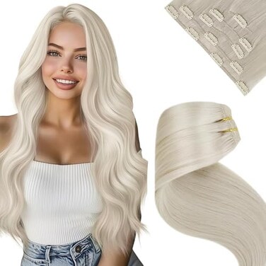 Platinum Blonde Hair Extensions Real Human Hair Clip Ins White Blonde Human Hair Clip In Extensions 20 Inch #60 Real Hair Extensions Clip In Human Hair 5Pcs 70G