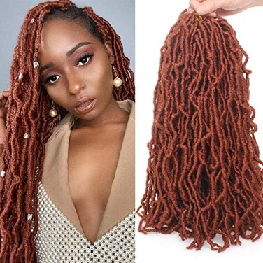6 Packs Copper Red New Faux Locs Crochet Hair Pre-Looped 18 Inch Ginger Goddess Faux Locs Dreadlocks Crochet Hair Synthetic Soft Locs Hair Extensions For Women (18 Inch, 350#)