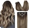 Clip In Hair Extensions Real Human Hair, 22Inch 120G 7Pcs, #4/26/4 Balayage Chocolate Brown To Honey Blonde, Remy Human Hair Extensions Clip Ins For Women, Natural Human Hair