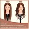 رأس عارضة أزياء بشعر بشري - رأس عارضة أزياء لمستحضرات التجميل مقاس 20-22 بوصة مع شعر بشري حقيقي 100% للتضفير - رأس مانيكين بشعر بشري لتصفيف الشعر (بني)