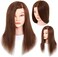 رأس عارضة أزياء بشعر بشري - رأس عارضة أزياء لمستحضرات التجميل مقاس 20-22 بوصة مع شعر بشري حقيقي 100% للتضفير - رأس مانيكين بشعر بشري لتصفيف الشعر (بني)