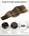 Human Hair Clip In Extensions Brown To Caramel Blonde Balayage Clip In Hair Extensions Human Hair Brown Balayage Hair Extensions Real Human Hair Clip Ins For Short Hair 12 Inch 70G/5Pcs